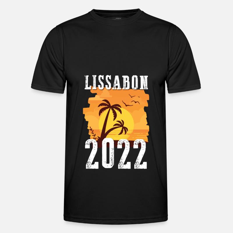 Lisbon 2022 Palm Trees - Men's Functional T-Shirt - black
