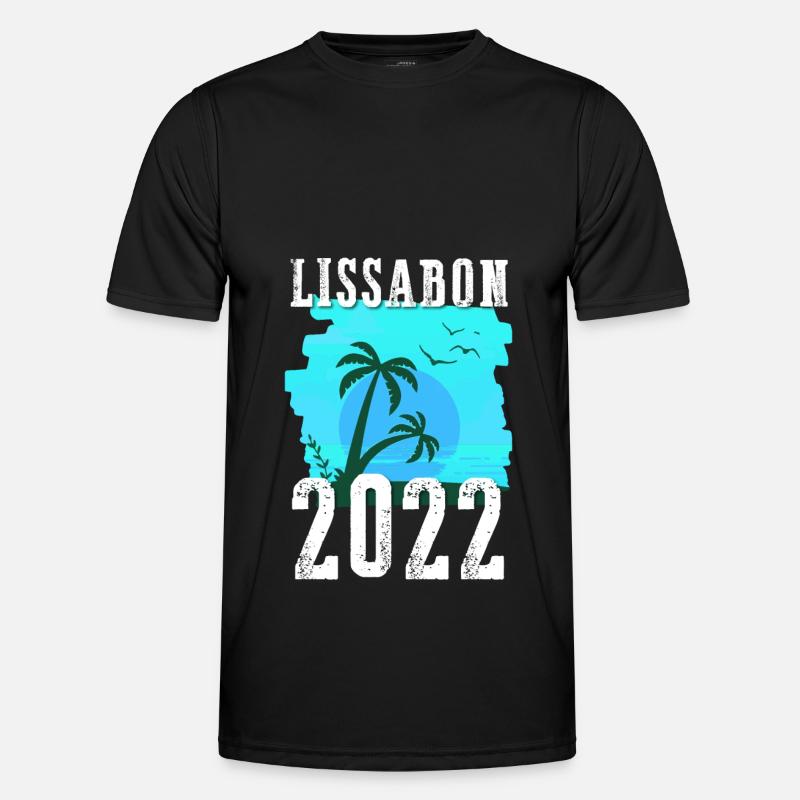 Lisbon 2022 Palm Trees - Men's Functional T-Shirt - black