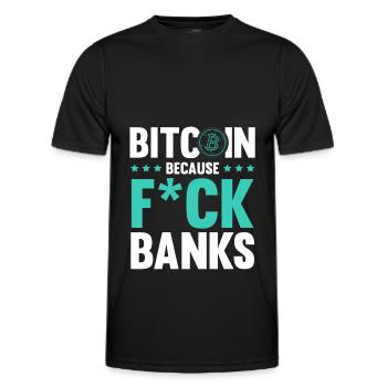 bitcoin fuck bank - Men's Functional T-Shirt - black - Front - AI Model Male 178 dark (178cm)