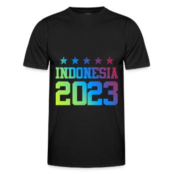 Indonesia 2023 - Men's Functional T-Shirt - black - Front - AI Model Male 178 dark (178cm)
