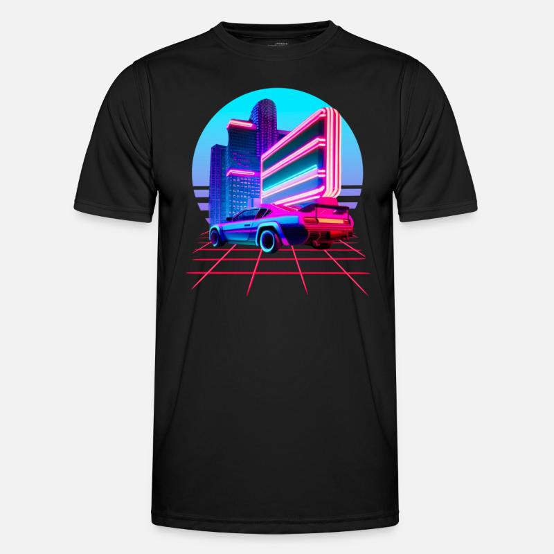 Retro Wave 80s Skyline Electro-Wave Vaporwave Men's Functional T-Shirt