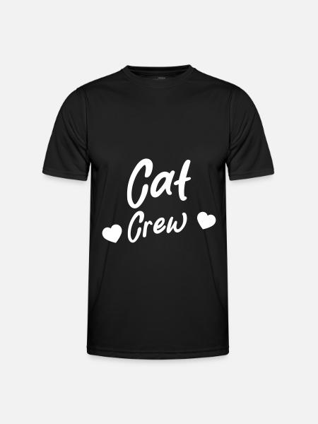 Cat Crew Herz - Männer Funktions-T-Shirt - Schwarz
