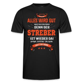 Alles wird gut, denn der Streber ist wieder da - Männer Funktions-T-Shirt - Schwarz - Vorne - AI Model Male 178 dark (178cm)