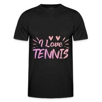 I love tennis - Men's Functional T-Shirt - black - Front - AI Model Male 178 dark (178cm)