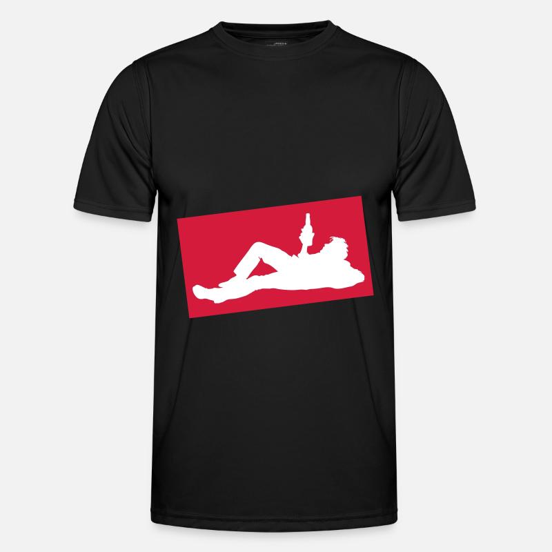 Drinking Bier Silhouette - Männer Funktions-T-Shirt - Schwarz
