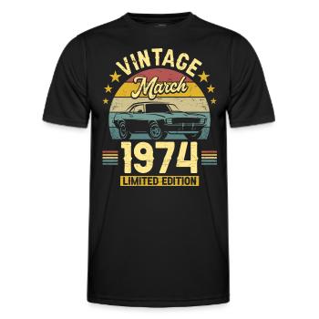 Anniversaire Mars 1974 50 Ans Anniversaire - T-shirt sport Homme - noir - Devant - AI Model Male 178 dark (178cm)