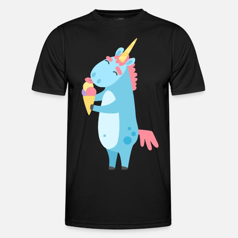 Einhorn mit Eis - Männer Funktions-T-Shirt - Schwarz