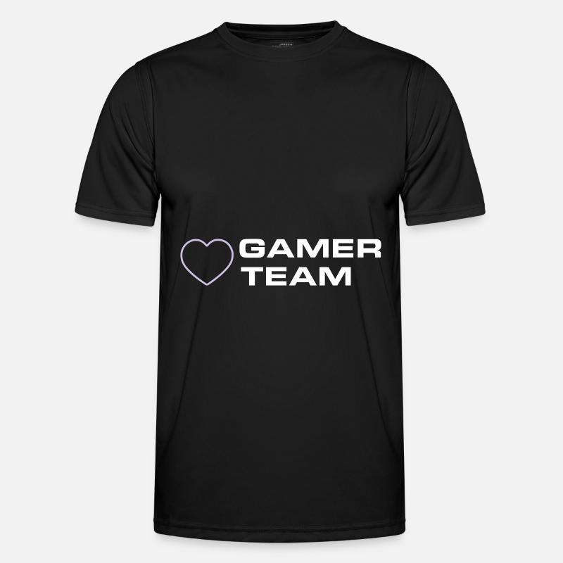 Gamer Team Herz - Männer Funktions-T-Shirt - Schwarz