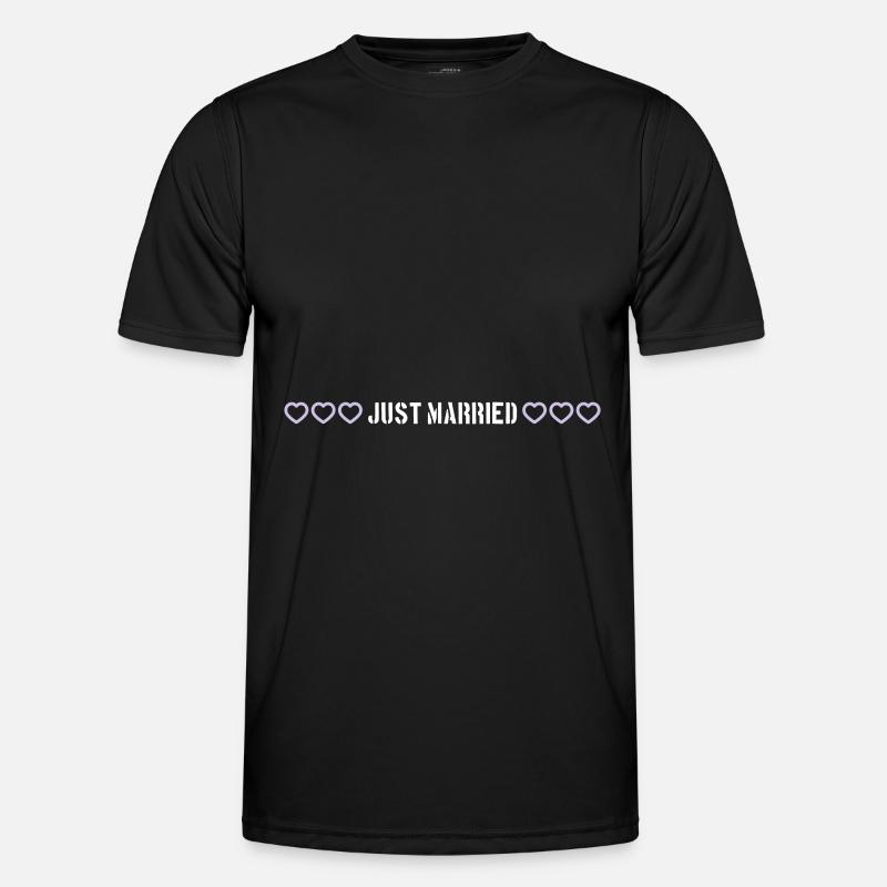Just Married Wedding Hearts - Men's Functional T-Shirt - black