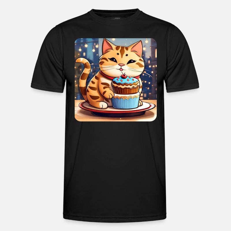 Gros chat mignon avec cupcake T-shirt sport Homme
