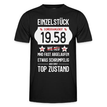 68. GEBURTSTAG 1958 EINZELSTÜCK PREISSCHILD - Männer Funktions-T-Shirt - Schwarz - Vorne - AI Model Male 178 dark (178cm)