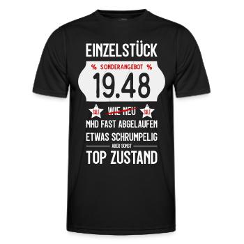 78. GEBURTSTAG 1948 EINZELSTÜCK PREISSCHILD - Männer Funktions-T-Shirt - Schwarz - Vorne - AI Model Male 178 dark (178cm)