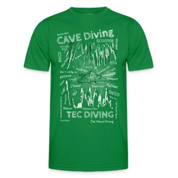 TEC Tauchen, Höhlentauchen Begriffe Kreide - Männer Funktions-T-Shirt - Kelly Green - Vorne - AI Model Male 178 dark (178cm)