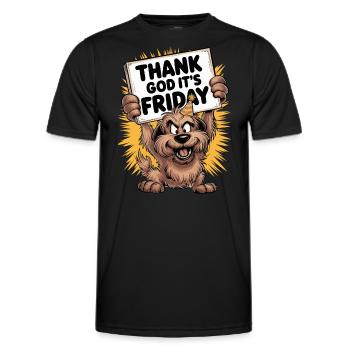 Thank God It's Friday - Fun Happy Dog Design - Men's Functional T-Shirt - black - Front - AI Model Male 178 dark (178cm)
