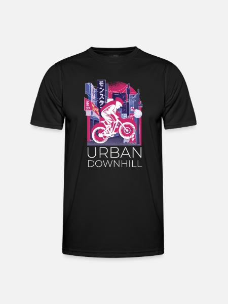 Vaporwave Synthwave Skyline Downhill - Men's Functional T-Shirt - black