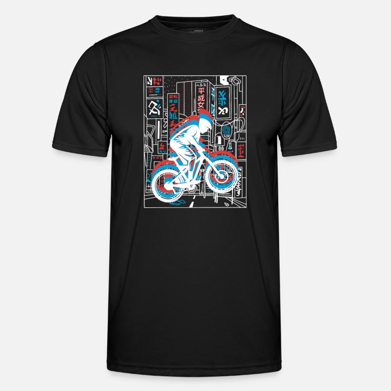 Vaporwave Synthwave Skyline Downhill - Men's Functional T-Shirt - black