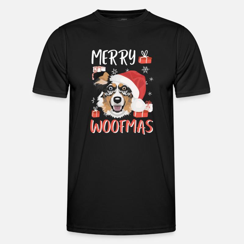 Australian Shepherd Merry Christmas - Men's Functional T-Shirt - black