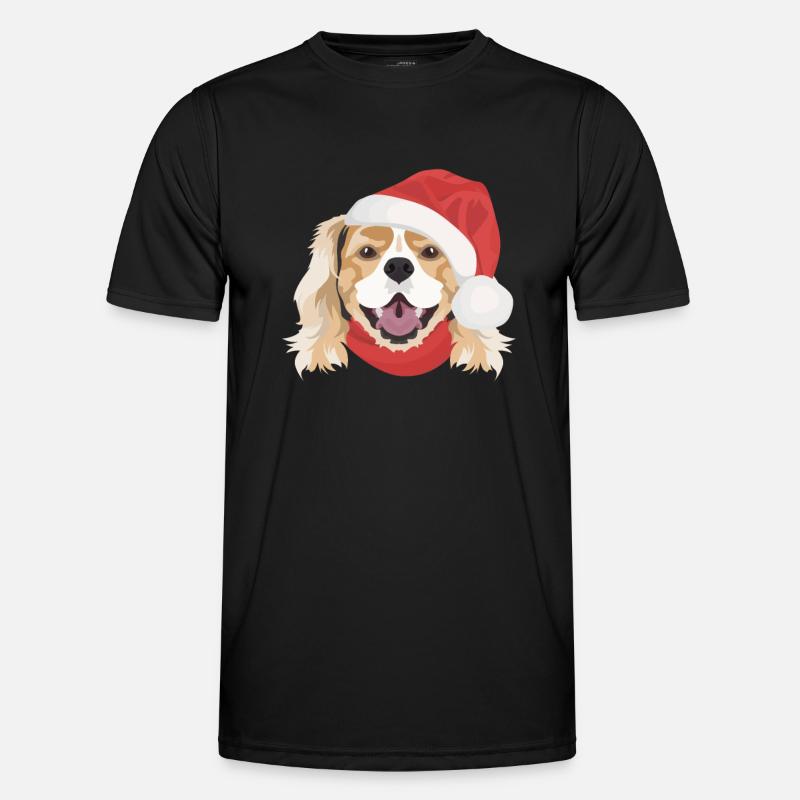 King Charles Spaniel Merry Christmas - Men's Functional T-Shirt - black