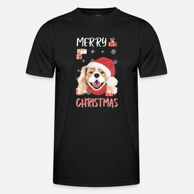 King Charles Spaniel Merry Christmas - Men's Functional T-Shirt - black