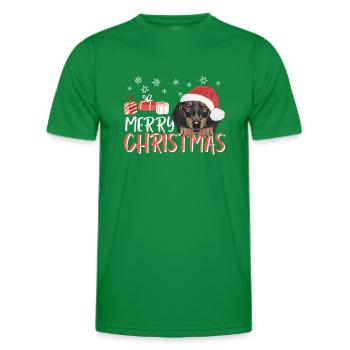 Dackel Frohe Weihnachten - Männer Funktions-T-Shirt - Kelly Green - Vorne - AI Model Male 178 dark (178cm)