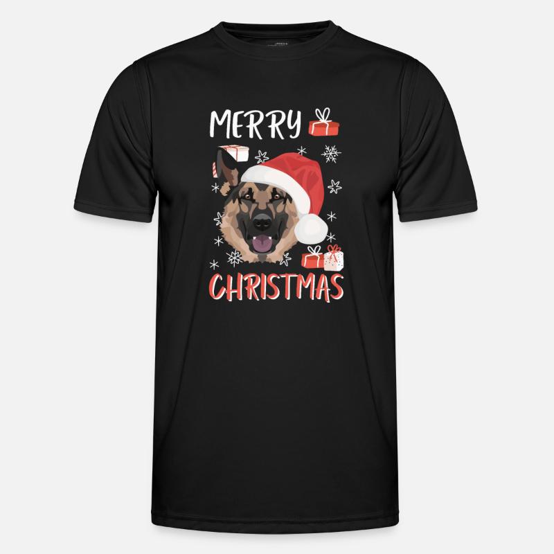German Shepherd Merry Christmas - Men's Functional T-Shirt - black
