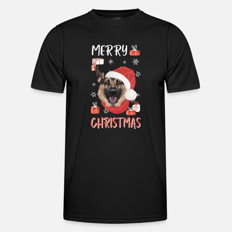 German Shepherd Merry Christmas - Men's Functional T-Shirt - black