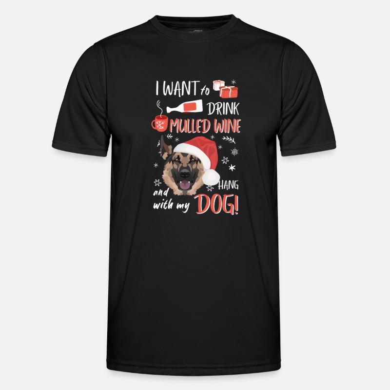 German Shepherd Mulled Wine Christmas - Men's Functional T-Shirt - black