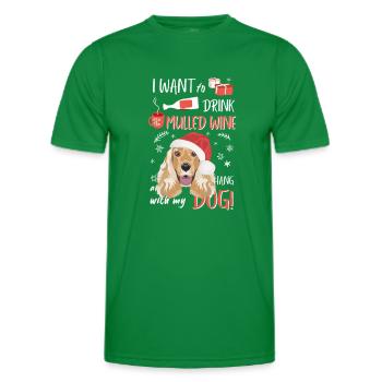 Deutsch Cocker Spaniel Vin chaud Noël - T-shirt sport Homme - vert - Devant - AI Model Male 178 dark (178cm)