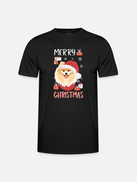 Zwergspitz Merry Christmas - Men's Functional T-Shirt - black