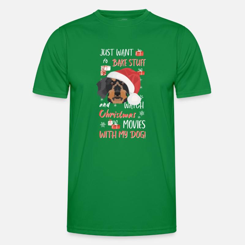 Teckel à poil dur Joyeux Noël T-shirt sport Homme