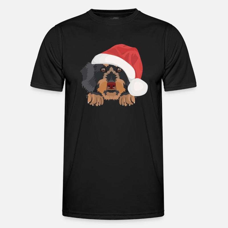 Teckel à poil dur Joyeux Noël T-shirt sport Homme