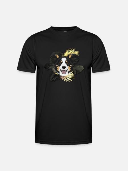 Golden Dog Border Collie - Men's Functional T-Shirt - black
