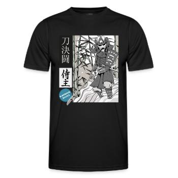 Samouraï katana épéiste magistral - T-shirt sport Homme - noir - Devant - AI Model Male 178 dark (178cm)