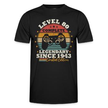 Level 80 freigeschaltet - Männer Funktions-T-Shirt - Schwarz - Vorne - AI Model Male 178 dark (178cm)