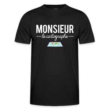 Monsieur le cartographe métier cartographe humour - T-shirt sport Homme - noir - Devant - AI Model Male 178 dark (178cm)