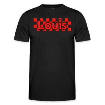 Damier Texte Prénom Homme Nom Louis - T-shirt sport Homme - noir - Devant - AI Model Male 178 dark (178cm)