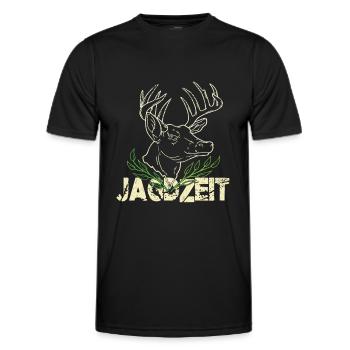 Jäger Pirsch Hirsch Jagdzeit Jagen Jägerin - Männer Funktions-T-Shirt - Schwarz - Vorne - AI Model Male 178 dark (178cm)