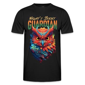 Hibou oiseau gardien nuit Nature mystique coloré Art - T-shirt sport Homme - noir - Devant - AI Model Male 178 dark (178cm)