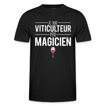 Je suis viticulteur pas magicien vigne métier vin - T-shirt sport Homme - noir - Devant - AI Model Male 178 dark (178cm)