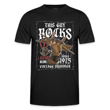 1975 Vintage Drums Drummer Anniversaire - T-shirt sport Homme - noir - Devant - AI Model Male 178 dark (178cm)
