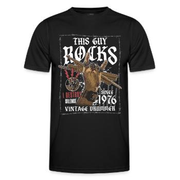 1976 Vintage Drum Drummer Anniversaire - T-shirt sport Homme - noir - Devant - AI Model Male 178 dark (178cm)