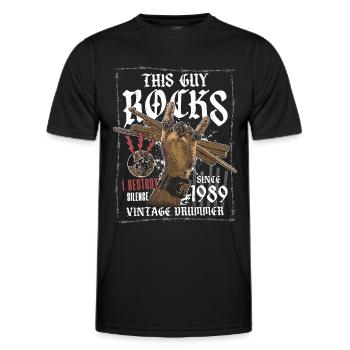 1989 Vintage Drum Drummer Anniversaire - T-shirt sport Homme - noir - Devant - AI Model Male 178 dark (178cm)