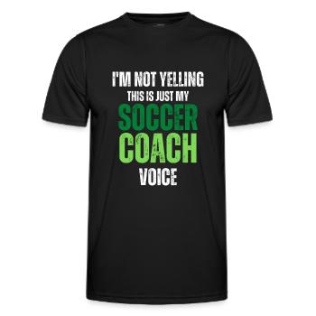Not Yelling soccer Coach Voice funny white texture - Men's Functional T-Shirt - black - Front - AI Model Male 178 dark (178cm)