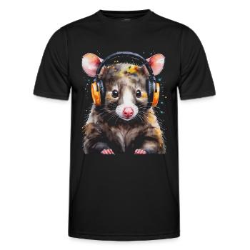 Casque Opossum Imprimé de conception animale colorée - T-shirt sport Homme - noir - Devant - AI Model Male 178 dark (178cm)
