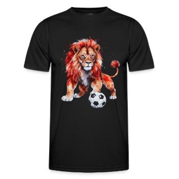 Lion Football Colorful Turkey Animal Design Print - Men's Functional T-Shirt - black - Front - AI Model Male 178 dark (178cm)