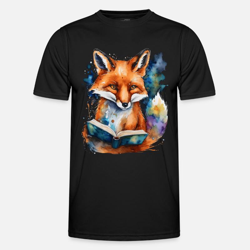 Livre de lecture renard imprimé de conception animale colorée T-shirt sport Homme