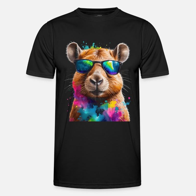 Capybara Sonnenbrille Capy Bunt Tier Design Print Männer Funktions-T-Shirt
