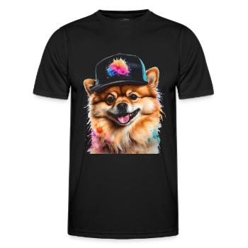Pomeranian Pomeranian Snapback Cap Dog Print - Men's Functional T-Shirt - black - Front - AI Model Male 178 dark (178cm)