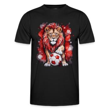 Lion Football Coloré Pologne Animal Design Print - T-shirt sport Homme - noir - Devant - AI Model Male 178 dark (178cm)