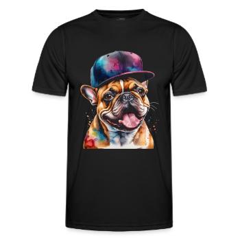 French Bulldog Snapback Cap Frenchie Dog - Men's Functional T-Shirt - black - Front - AI Model Male 178 dark (178cm)
